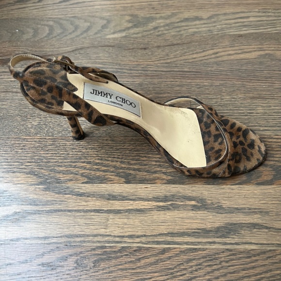 Jimmy Choo Suede Leopard Print Slingback Sandals - Picture 5 of 7